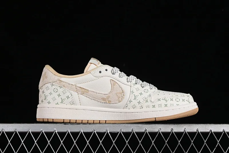 All categories Air Jordan Jordan series basketball shoes Air Jordan 1 Low Travis Scott x Fragment Design x Jordan Air Jordan 1 Low OG SP AJ1 Joe 1LV joint light coffee denim print low-top cultural casual sneakers SJ2068-006